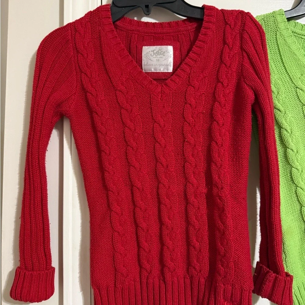 Bundle of 2 Justice Cable-Knit Sweaters